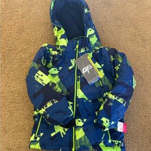 Vibrant Blue and Green Kids Puffer Jacket
